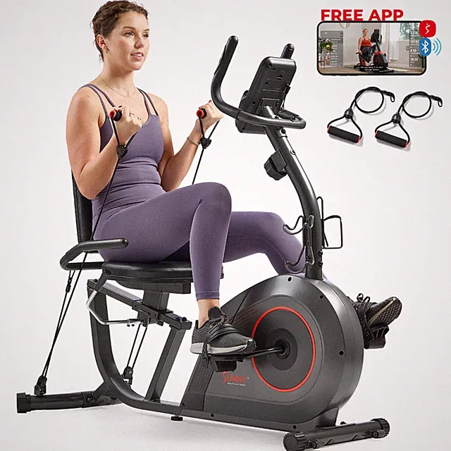 Sunny Health & Fitness Magnetic Recumbent 16-Level Smart Bike SF-RB424006