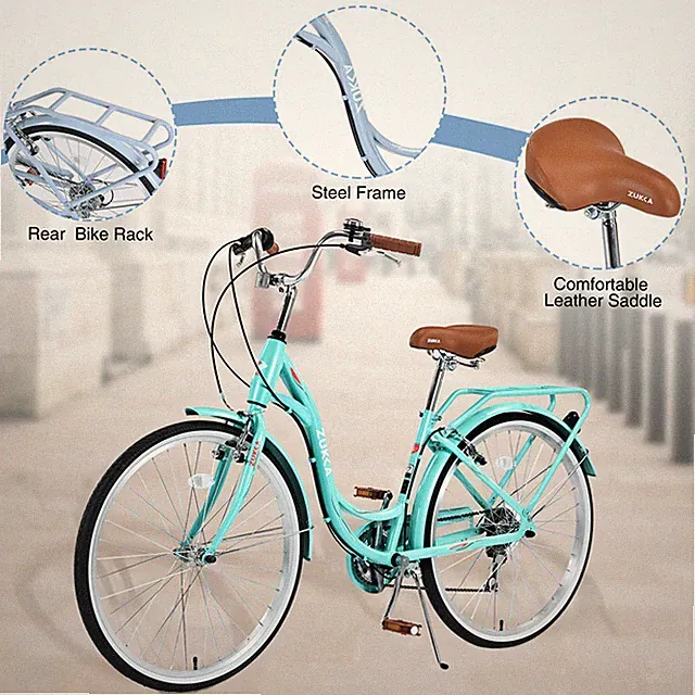26In Ladies Bicycle 7 Speeds Double Brakes Commuter City for Girl Women's Bike