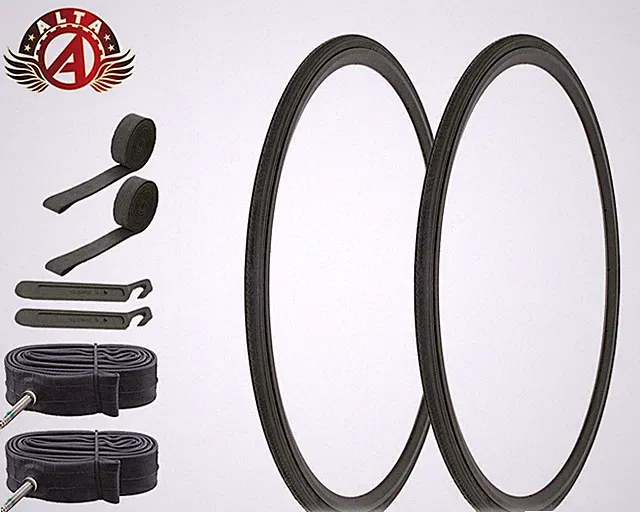 ALTA BICYCLE 700x20c LIGHTWEIGHT BLACK SPEED SLICK TIRES 60MM PRESTA TUBES (8pc)