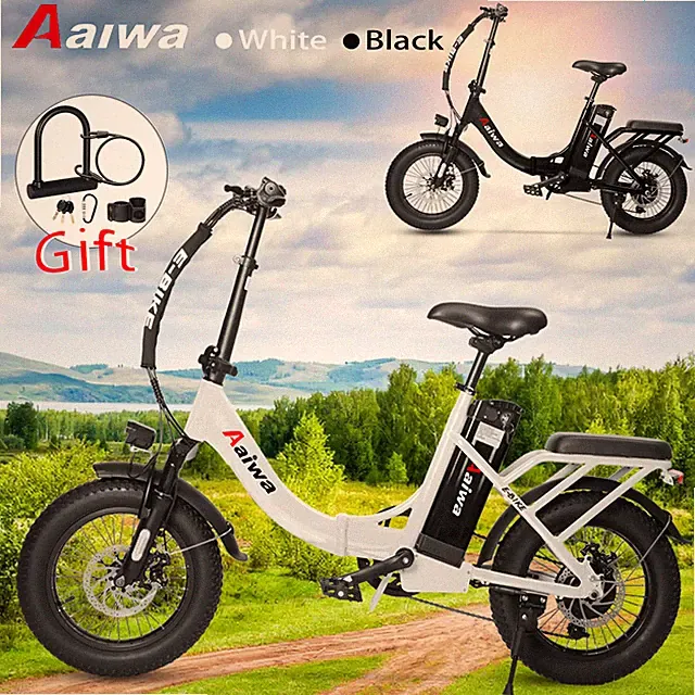 E-Bike 16'' Folding Electric Bike 500W Motor Bicycle City Commuter Adults Ebike