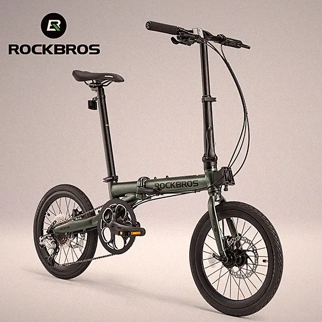 ROCKBROS ACS 16“Folding Bike 9 Speed Lightweight Aluminum Frame Disc Brake Green