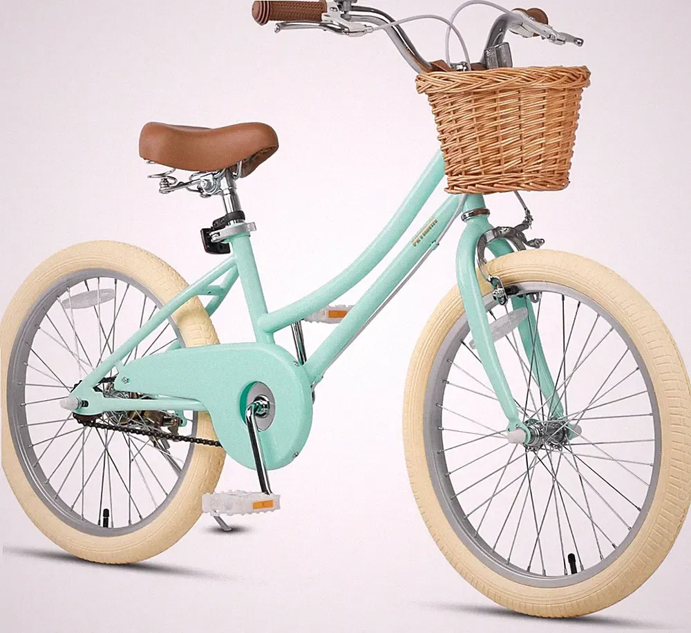 Vintage Kids Bike for Girls, 12–20 Inch Classic Bicycle with Wicker Basket & Bel